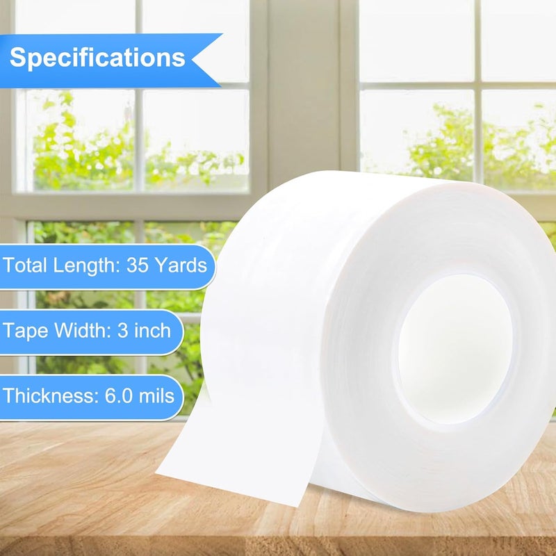 Sunroda Window Sealing Tape Weather Stripping 2 Inch x 50 Yards Clear Window Insulation Draft Isolation Sealing Film Tape for Shower Glass Gaps Seal Windproof, Residue Free(2 Inch x 50 Yards White) - Image 2